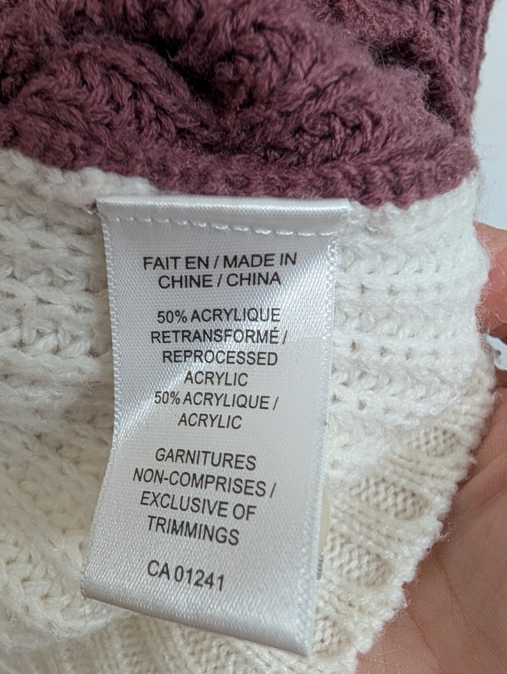 Twik by Simons Colorblock Knit Cardigan Pink Burgundy Ivory Size Small - Picture 4 of 4